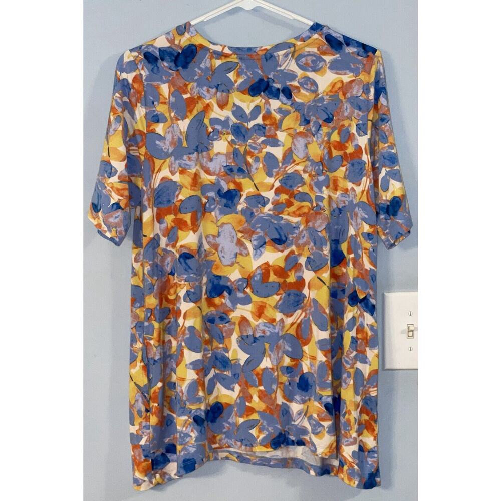 Logo Lori Goldstein Women’s V-neck Short Sleeve Blouse Top Tunic‎ Size Small - Picture 3 of 4